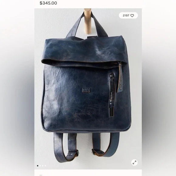 Bed Stu Navy Leather Backpack - Picture 1 of 2